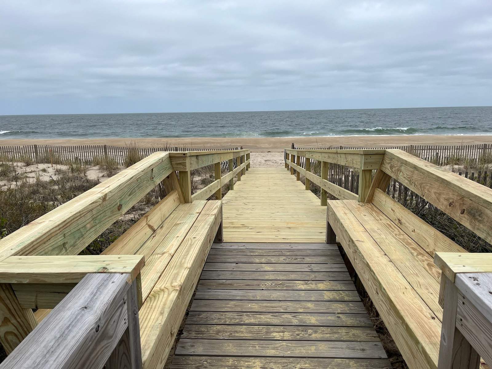 Cotton Patch Hills beach access ramp with cantilevered benches