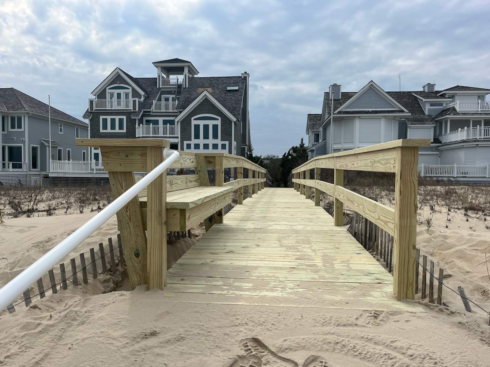 The Preserve beach access ramp with mobi mat path handrail